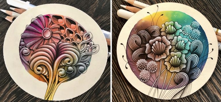 Zentangle Drawing Ink Background